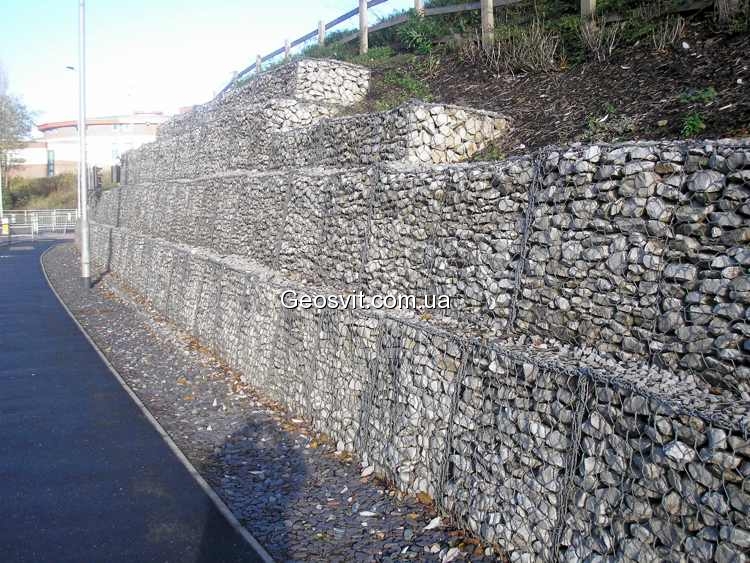 Підпірні стіни з габіонів у виїмках автошляхів - фото 3